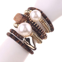 Ensemble de bracelets bohèmes en perles acryliques, 7 pièces, tendance, empilables, élastiques, style rétro, accessoires à la mode pour femmes