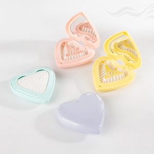 Espejo Plegable Compacto y Bonito con Logotipo Personalizado, Cepillo para Niños, Portátil, de Bolsillo, con Forma de Corazón, Cepillo para el Cabello Plegable de Viaje con Espejo - Product Image 1