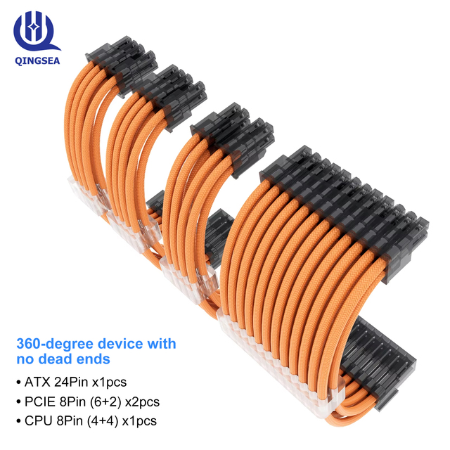 Cable for 24pin 8pin 6+2pin 16AWG 262*0.08 PSU Sleeve Extension Power Kit Supply Cable for PC/Motherboard