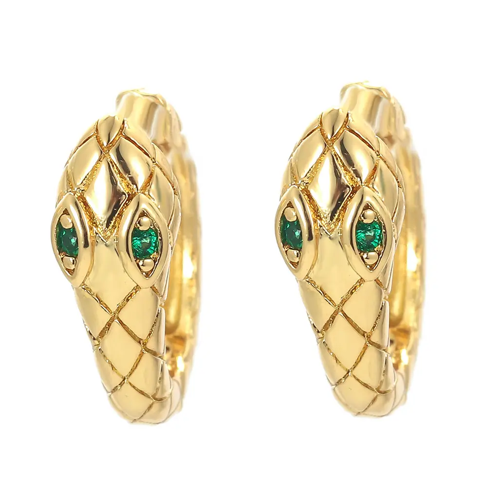 Trendy simple snake brass Earrings brass Jewelry Models designs for Woman nice Gold plated earrings for girls