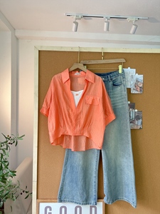 Chemisier en mousseline transparente pour femme A706 avec empiècement en tissu T-shirt et jolie étiquette pastel, couleur unie, coupe ample, haut décontracté printemps-été - Product Image 5