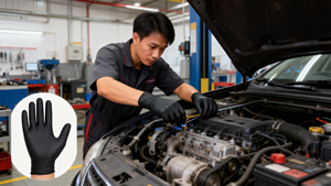 Autoreparatie Wegwerphandschoenen van nitril Antislip Siliconenvrij Poedervrij Waterdicht Scheurbestendig 6mil dik Gebreide polsband Voertuig - Product Image 2