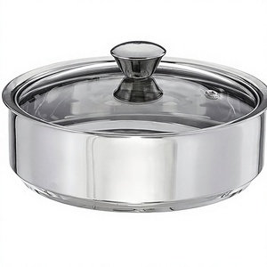 Casserole en acier inoxydable avec couvercle en verre, 24 cm, design moderne, durable, passe au lave-vaisselle, compatible avec les cuisinières à gaz et à induction - Product Image 2