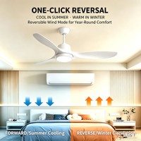 Ventilateur de plafond silencieux à télécommande 6 vitesses, lampe LED moderne à intensité variable avec 3 pales pour chambre, salon et hôtel