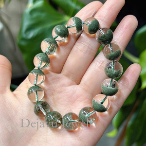 Green Phantom Premium Natural Brazilian Fortune Treasure Bowl Pulsera de cristal único para hombres y mujeres Buena suerte - Product Image 3