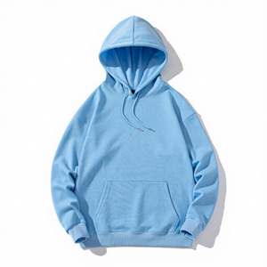 Men's White Hooded Fleece Sweatshirt Oversized Fit Solid Color Casual Autumn Wear Long Sleeve Knitted Style - Product Image 2
