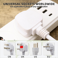 Smart Home 220V Enchufe de extensión eléctrica de 5 vías Nuevo diseño Toma de corriente USB 10A Enchufe de plástico de corriente nominal (Reino Unido/UE) Hogar