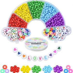Kit de fabrication de bijoux DIY avec perles de rocaille de 4 mm, perles lettres, pour enfants, fournitures d'artisanat - Product Image 1