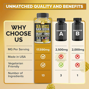 OEM <strong>Sea</strong> <strong>Moss</strong> Black Seed Oil Ashwagandha Gummies with Shilajit, Elderberry, Turmeric, Bladderwrack for Energy &amp; Detox Gummy - Product Image 4