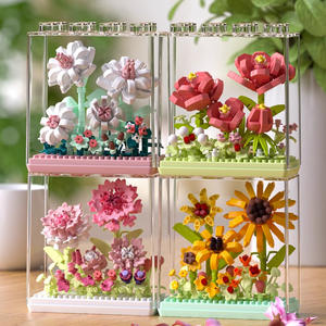 Regalo del Día de San Valentín, juguetes de bloques de construcción DIY, bloques de flores de mosaico, decoración de niña de flores en miniatura, miniatura eterna en maceta - Product Image 3