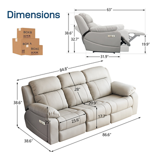 Sofá <span class=keywords><strong>Reclinable</strong></span> Eléctrico Moderno de Cuero Directo de Fábrica para Cine en Casa con Portavasos, Muebles de Sala de Estar, Sillón <span class=keywords><strong>Reclinable</strong></span> para Pedidos al por Mayor - Product Image 5