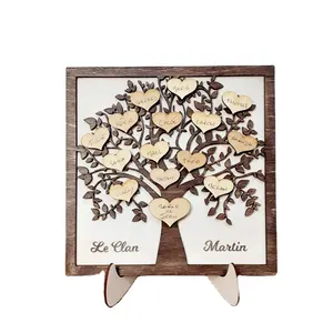 Décorations pour la maison en bois cadre en bois ensemble famille réglage nom en bois signe arbre de mariage cadeau fête des mères grands-parents ornements