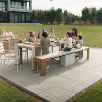 Table de salle à manger extensible moderne 2026 pour l'extérieur, ensemble 4-14 places, en aluminium, étanche, pour patio, jardin, fête en plein air, vente en gros