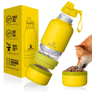 Botella de agua y comedero 2 en 1 para mascotas OOKIPETTY, tazón portátil de acero inoxidable para perros, para caminar y hacer senderismo al aire libre, 32 onzas. - Product Image 3