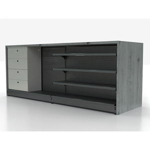 Modern <b>Checkout</b> <b>Counter</b> With 3 Compartments And Pegboard Shelving Unit - Product Image 4
