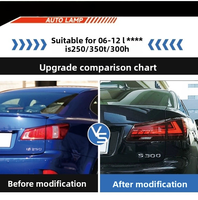 Nouveaux feux arrière LED rouges et noirs modifiés avec clignotants de freinage et de direction pour Lexus IS250 2006-2012, ensemble de feux arrière