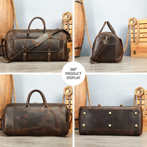MARRANT Vintage <strong>Men's</strong> Crazy Horse Genuine Leather <strong>Weekender</strong> Holdall Overnight Duffel <strong>Bag</strong> with Shoe Pouch <strong>Men</strong> Leather Travel <strong>Bag</strong> - Product Image 2