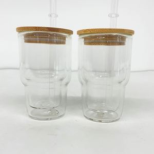Vaso de vidrio tipo tumbler de 3 oz, transparente, preperforado, de doble pared, para sublimación, tipo globo de nieve, mini vasos de chupito, los más vendidos - Product Image 2