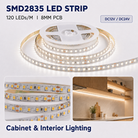 Bande LED flexible haute performance CRI90 SMD2835 120 LED/m DC24V 8mm 12W 2700K-6000K, rouleau de 10m pour éclairage linéaire sous armoire