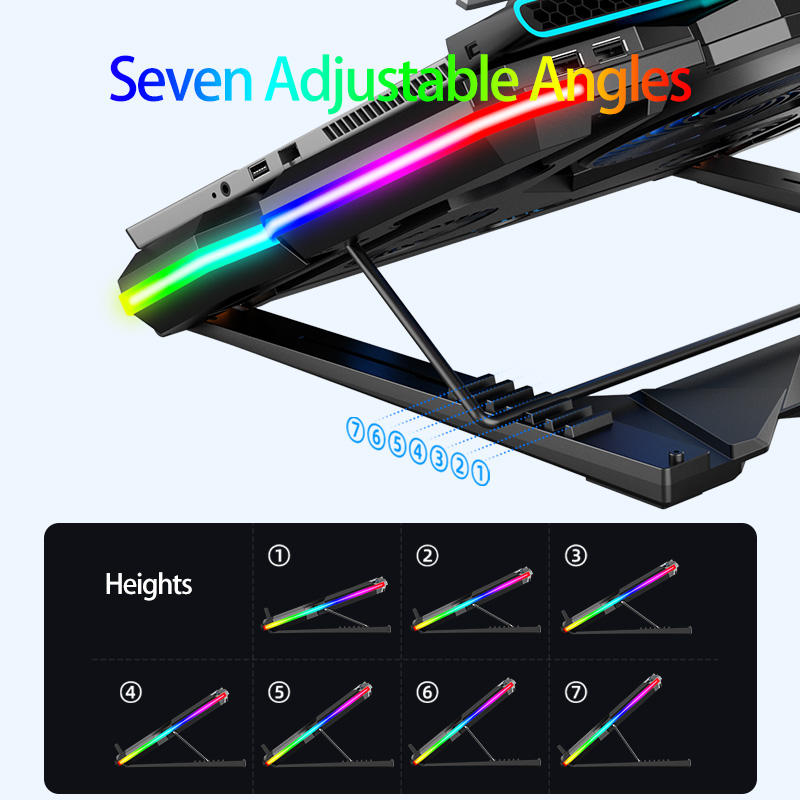 ORANGLES 5-Fan RGB Gaming Laptop Cooling Pad | Dual USB Powered Notebook Cooler, Adjustable Stand Riser for 15.6"-17" Laptops, PC Heatsink (Kuwait) - elegant presentation - exhibiting components - Image 6 of 6 | ideal for home | Discount on 5-Fan RGB Gaming Laptop Cooling Pad | Dual USB Powered Notebook Cooler, Adjustable Stand Riser for 15.6"-17" Laptops, PC Heatsink (Kuwait) Virginia | Free Shipping ORANGLES