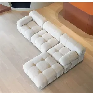 Nordic Lounge Möbel L-Form modulares Sofa geteiltes Couch-Set modernes modulares Kombinationssofa aus Samt mit Osmanischem 1-Set YSS
