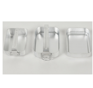 DFU42 Camping Outdoor Cooking Custom and Stock Wholesales Aluminium Square <b>Mess</b> Tin 3 Pcs <b>Kit</b> Plate Bowl Lid with Folding Handle - Product Image 3