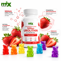 Complément alimentaire en gommes à l'Urolithine 500 mg, saveur fraise naturelle, pour une vieillesse saine, la santé de la peau, les antioxydants et la vitalité cellulaire