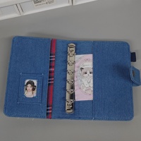 Agenda de Tela Azul Marino A7, Diseño Exclusivo, con Porta Tarjetas y Hojas Sueltas, Tamaño de Bolsillo