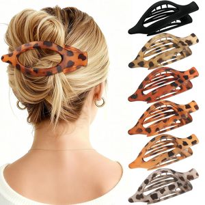 Pinzas de Pelo de Plástico con Estampado de Leopardo de 12 cm, Pinzas de Pelo Grandes con Diseño de Caparazón de Tortuga para Mujer, Accesorios para el Cabello Duraderos y Ligeros para Fiestas - Product Image 1