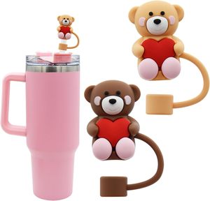 NOUVEAU Cache-pailles anti-poussière en silicone/PVC en forme de cœur rouge pour gobelets de 30/40 oz, embouts de 10 mm (0,4 po) compatibles, cadeaux amusants pour amoureux et couples - Product Image 3