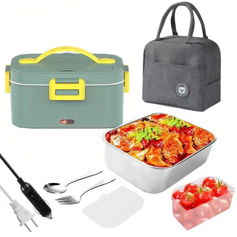 1.8L scaldavivande elettrico Lunch Box 3 in 1 scaldavivande scatole da pranzo elettriche portatili con borsa isolante per ufficio camion auto