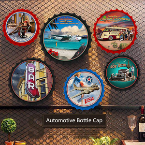 Capuchons de bouteille en métal, 30CM de diamètre, décoration murale, <span class=keywords><strong>pour</strong></span> Bar, café, <span class=keywords><strong>Garage</strong></span>, plateau, plaque en étain, Vintage, <span class=keywords><strong>pour</strong></span> <span class=keywords><strong>automobile</strong></span> - Product Image 1