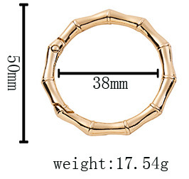 Mosquetão de Metal em Formato de Bambu de Zinco, Ecológico, Redondo, com Trava de Mola, para Chaveiro - Product Image 3