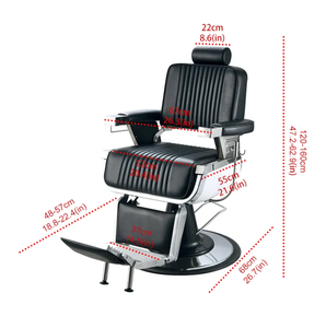 Chaises de barbier de haute qualité à hauteur de siège réglable, plaque de placage, chaise de salon de coiffure, vente en gros, personnalisable, noir moderne - Product Image 6