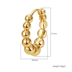 Orecchini a Cerchio da Donna in Acciaio Inossidabile Elettroplaccato con Piccole Perle Geometriche Islamiche e Strass <span class=keywords><strong>di</strong></span> Cristallo - Semplici, Personalizzati, <span class=keywords><strong>di</strong></span> Alta Gamma - Product Image 3