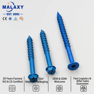 Vis à béton à tête fendue MALAXY, vis d'ancrage pour béton bleu et blanc, vis Tapcon, vis à béton à tête hexagonale plate CSK - Product Image 1