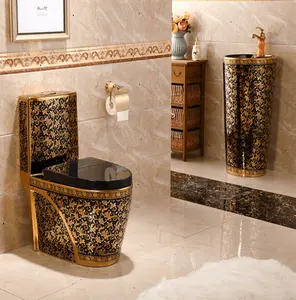 Набор для ванной комнаты, керамическая унитаза, раковина с подставкой, полностью сифонный двухкомпонентный туалет для ванной комнаты в отеле