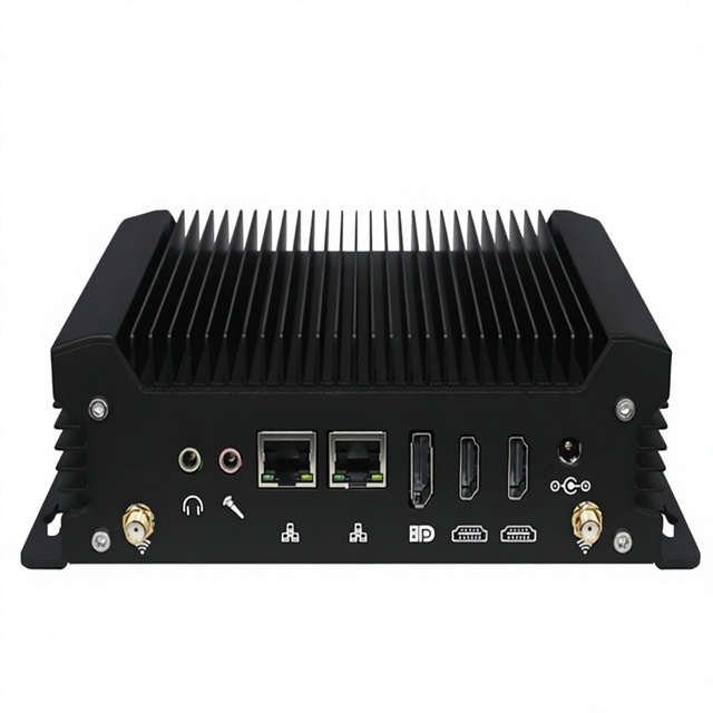 EVUC OEM Intel Core Ultra U5 U7 Fanless Industrial Mini PC, DDR5 64GB, Dual LAN, 2COM, 8USB, +DP, M.2 NVMe