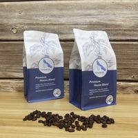 AT PACK bleu marine 340g pochette à café à fond plat, sacs à café vides imprimés personnalisés avec Valve et fermeture éclair pour grains de café