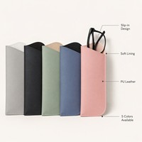 Étui à lunettes en cuir PU souple mat et fin avec ouverture fixe, impression personnalisée multicolore, vente en gros d'étuis à lunettes