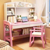 Ensemble de bureau d'ordinateur en bois simple et durable pour chambre à coucher, combinaison bibliothèque et chaise pour étudiants