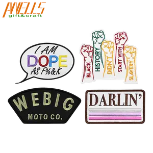 Custom Design Patches Personalised Embroidered Patch Any Size Any Logo Decorative Applique Iron on Sew on Hook Loop Fasten