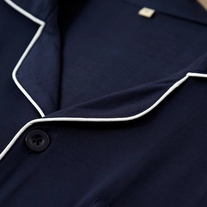Pijama de 2 Piezas para Hombre, Marca Privada, Color Sólido, para Todas las Temporadas, Cuello de Solapa, Borde en Contraste, Estilo Casual, Ropa de Casa para <span class=keywords><strong>Caballero</strong></span> - Product Image 6