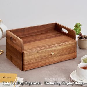 Wooden <b>Tea</b> <b>Box</b> Drawer Style With Partitions Office Organizer Rectangle Shape Solid Color - Product Image 5