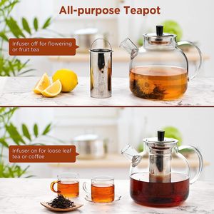 Tetera de vidrio con infusor extraíble Blooming y tetera hecha a mano de hojas sueltas para mujeres y adultos con Infusor de acero inoxidable - Product Image 5