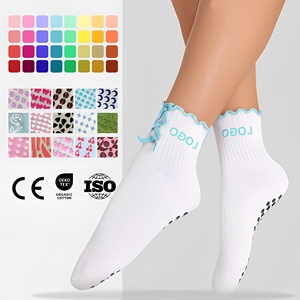 Chaussettes de sport antidérapantes en coton personnalisées pour Pilates, motif dessin animé automne, motif lettres taille haute, respirantes, été et hiver - Product Image 6