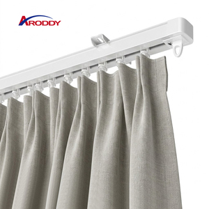 ARODDY 76-216cm <span class=keywords><strong>Tringle</strong></span> à rideaux intelligente, rails de style romain moderne, en alliage d'aluminium durable, manuelle, pour plafond et fenêtre, pour la maison - Product Image 1