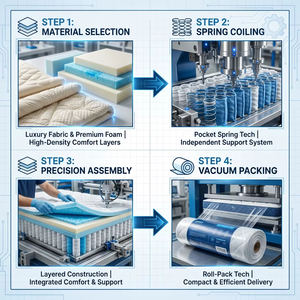 Matelas de lit d'hôtel <span class=keywords><strong>5</strong></span> étoiles compressé et emballé sous vide, avec surmatelas en mousse à mémoire de forme 3 zones, taille simple, matelas enroulable - Product Image 6