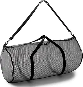 Portable extra large capacity polyester foldable drum diving mesh beach tote bags scuba diving equipment mesh net bag