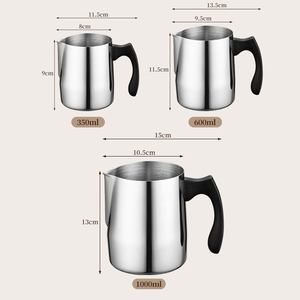 Pichet <span class=keywords><strong>à</strong></span> lait en acier inoxydable 201 avec poignée en plastique Pichet <span class=keywords><strong>à</strong></span> <span class=keywords><strong>café</strong></span> pour expresso Tasse <span class=keywords><strong>à</strong></span> mousser le lait Barista Pichet <span class=keywords><strong>à</strong></span> verser le lait - Product Image 2
